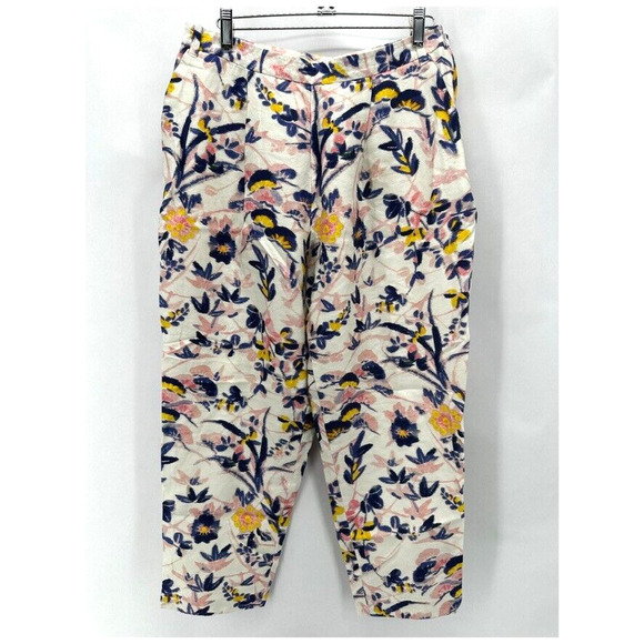 LK Bennett Pants - LK Bennett Ine Floral Pants Size 10 Cropped Silk Blend Dusky Pink Cottage Preppy